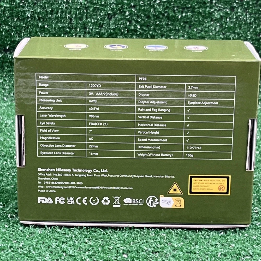 ACPOTEL PF2E Camo Rangefinder 1200 yd 6X Compass Case New